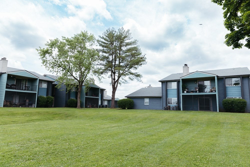 the view of our apartments from the grass yard
