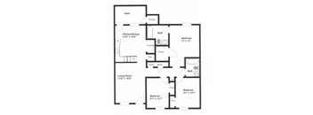 a floor plan of a house with bedrooms and a living room