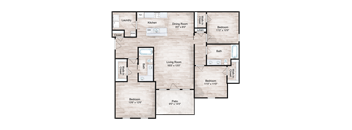 A detailed layout of a house floor plan with labeled rooms and dimensions.