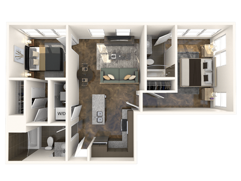 a rendering of a 3d floor plan of a house