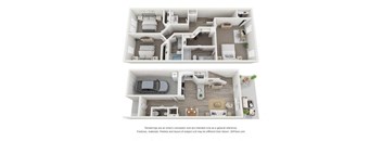 a 3d floor plan of a house
