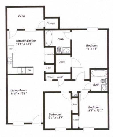 the floor plan of a small house with a kitchen and a living room