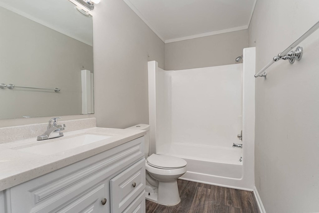a bathroom with a white sink and toilet next to a white bathtub