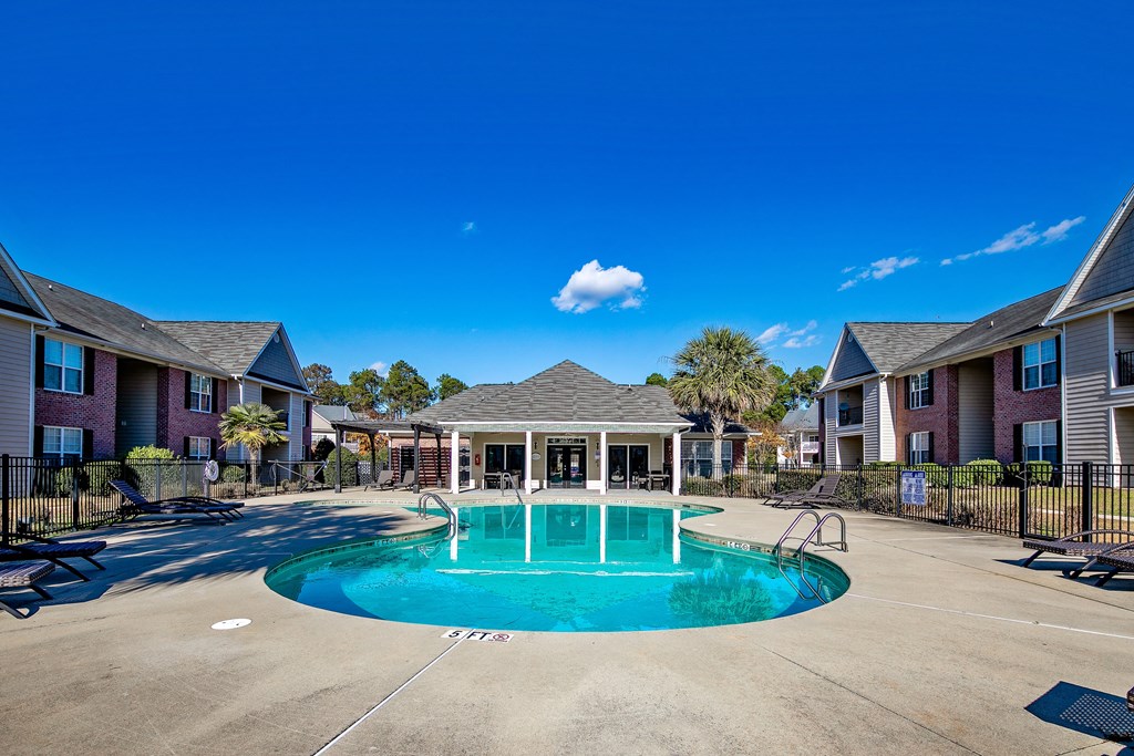 the preserve at ballantyne commons pool and apartment buildings