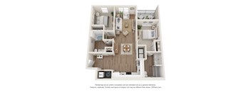 a 3 bedroom floor plan with a wood floor