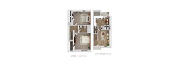 A diagram shows the layout of a two-floor apartment.