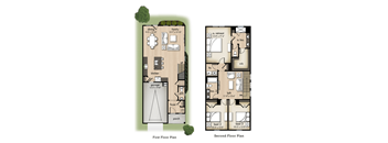 a floor plan of a two story house with a second floor plan next to it