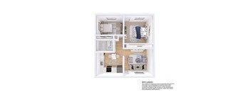 a typical floorplan of a 1 bedroom apartment