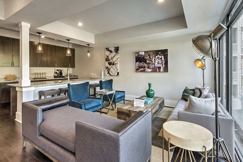 Living Area With Kitchen View at Residence at Tailrace Marina, Mount Holly, NC