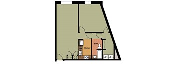 1F: Beds-1: Baths-1: Sq Ft Range - 954-954