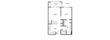 a floor plan of a 1 bedroom floor plan