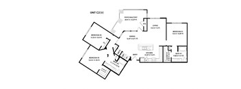 a floor plan of a house with bedrooms and baths and a garage