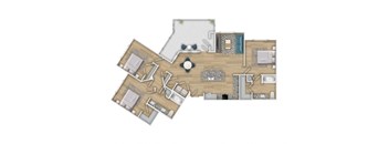 a floor plan of a house with a wooden floor
