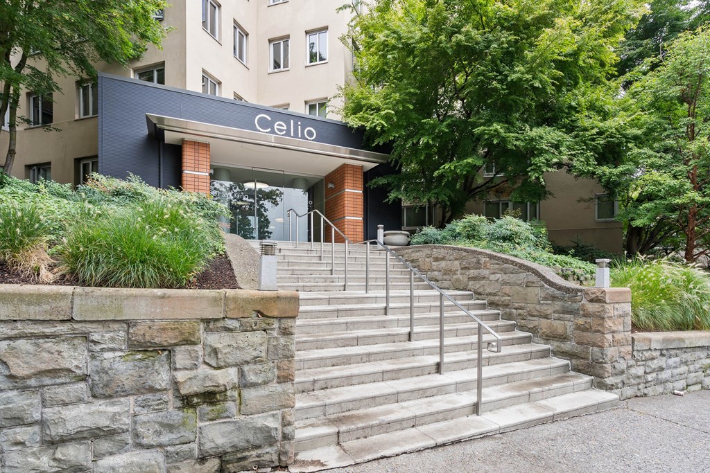 Entrance View at Celio Apartments, Portland, Oregon
