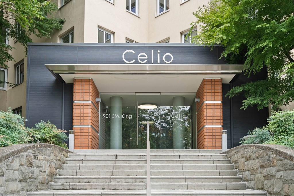 Building Entrance View at Celio Apartments, Oregon, 97205