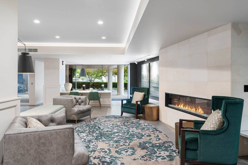 Fireplace Lounge at Vista St. Clair, Portland, Oregon