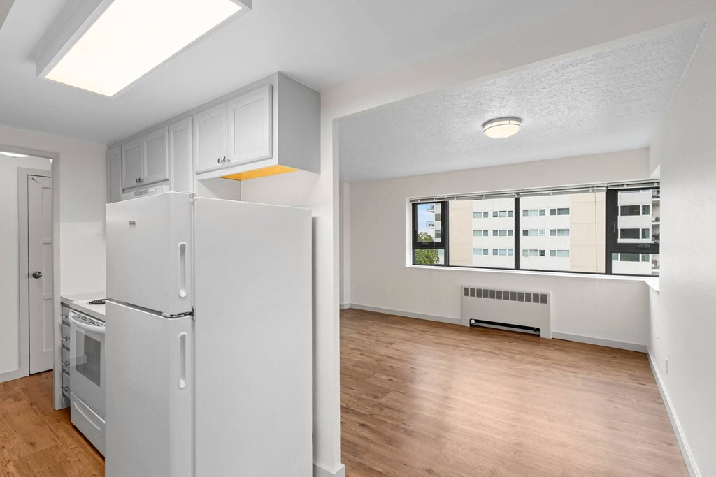 Kitchen And Living Area at Vista St. Clair, Portland, OR