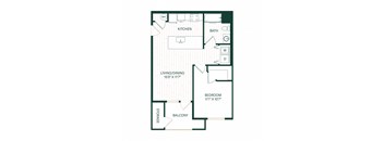 1 Bedroom 1 Bathroom Emerald Floor Plan at Sonder Fields Apartments, Happy Valley, Oregon, 97015