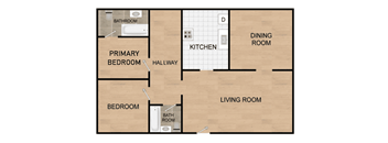 a floor plan of a two bedroom apartment with two bathrooms and a living room