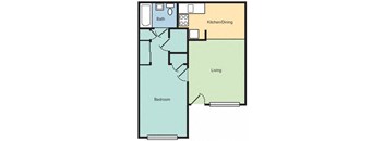 the schematic diagram of the floor plan of a studio apartment