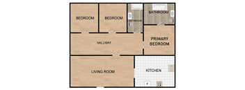 a floor plan of a two bedroom apartment with two bathrooms and a living room with a kitchen
