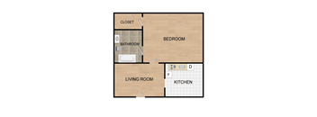 a floor plan of a two bedroom apartment with a bathroom and a living room