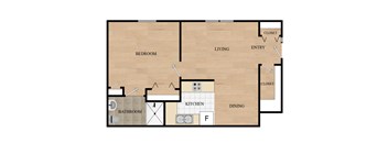a floor plan of a living room with a kitchen and a dining room