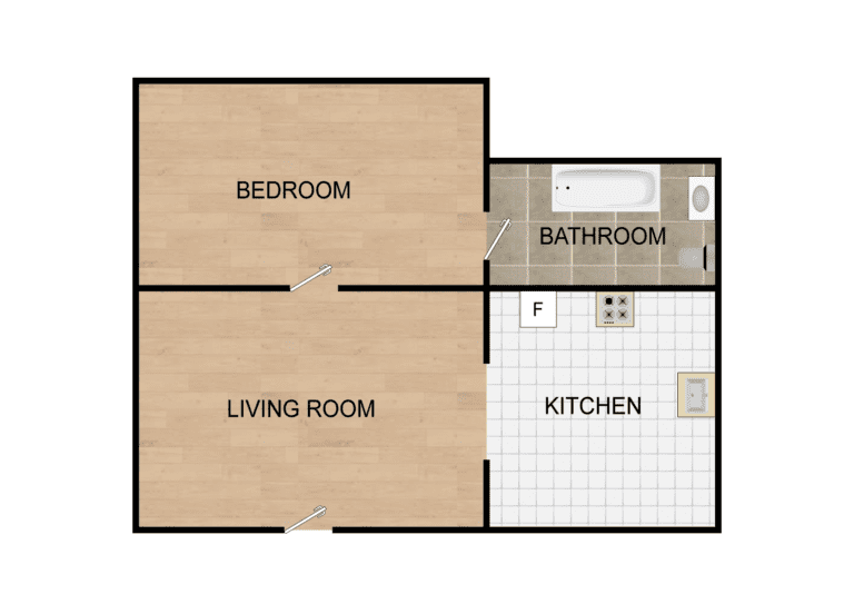 a floor plan of a two bedroom apartment with a bathroom and a living room