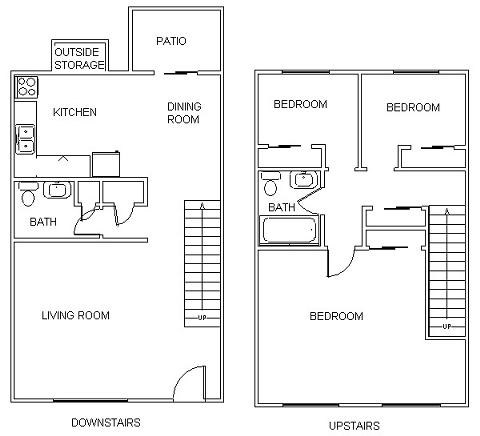 A floor plan of a two-story house with labeled rooms.