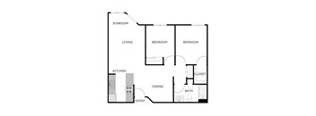 2 BEDROOM 1 BATH SUNROOM