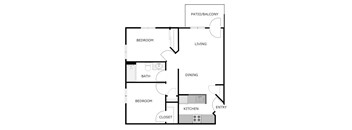 2 BEDROOM 1 BATH W/ BALCONY/PATIO