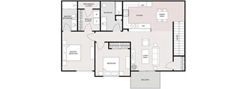 2 Bedroom 2 Bathroom Upper Level Apartment