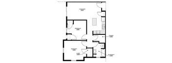 A black and white image of a floor plan for a home with labeled rooms.