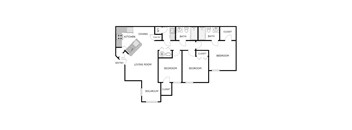 3 Bedroom 2 Bathroom - Straight Bedroom Layout