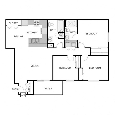 3 Bedroom 2 Bathroom - Lower - 1169 SQUARE FEET