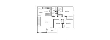 3 Bedroom 2 Bathroom - Upper - 1262 SQUARE FEET