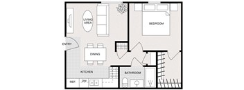 1 Bedroom 1 Bathroom - 710 Square Feet