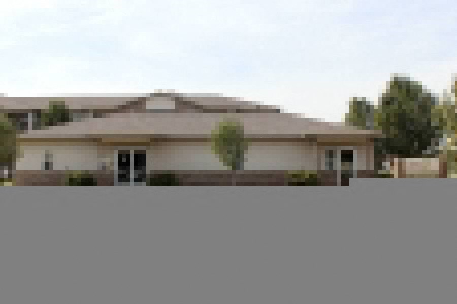 a building with a sign in front of it