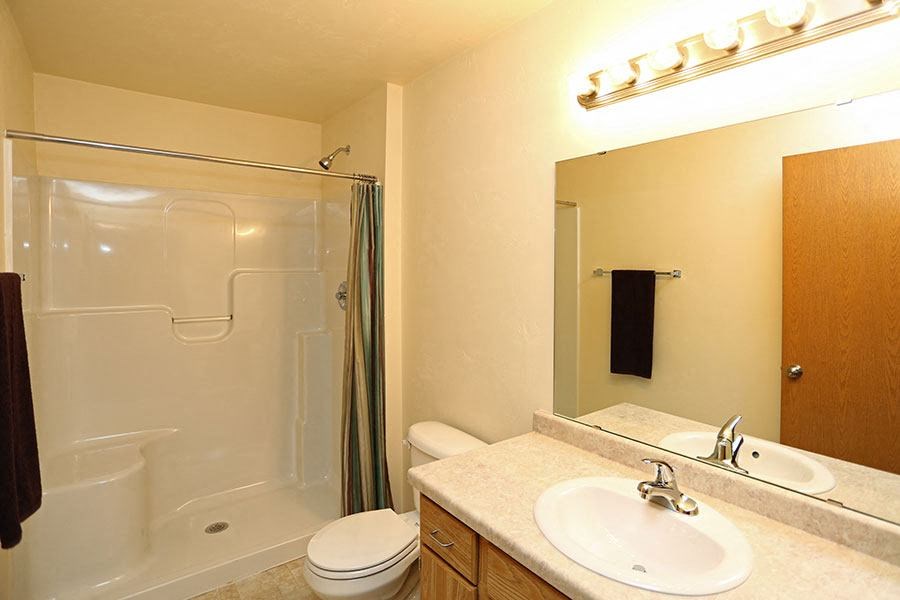 a bathroom with a sink toilet and a shower