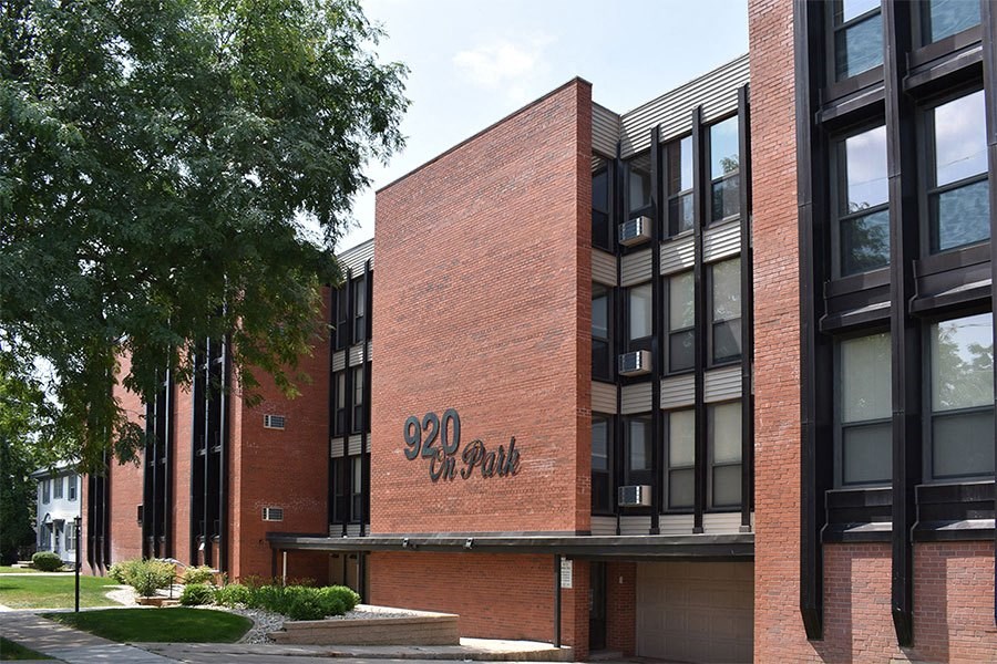 a building with a sign on the side of it