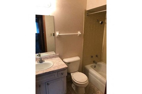 a bathroom with a sink toilet and a shower