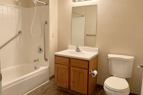 a bathroom with a sink toilet and a shower
