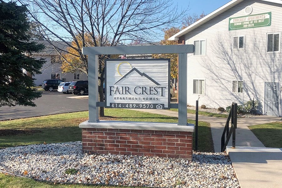 a sign for fair crest psychiatric center in front of a building