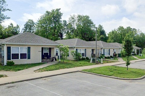 a group of houses in a neighborhood with trees