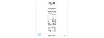 A floor plan for a one bedroom apartment in the BLVD ANSEL building.