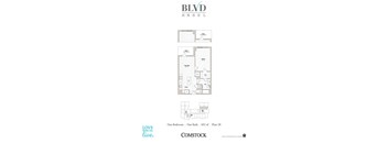 A floor plan for a one bedroom apartment at Blvd Angel.