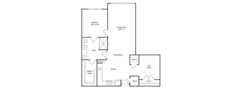 A black and white image of a floor plan for a house.