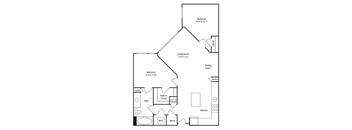 A black and white image of a floor plan for a home.