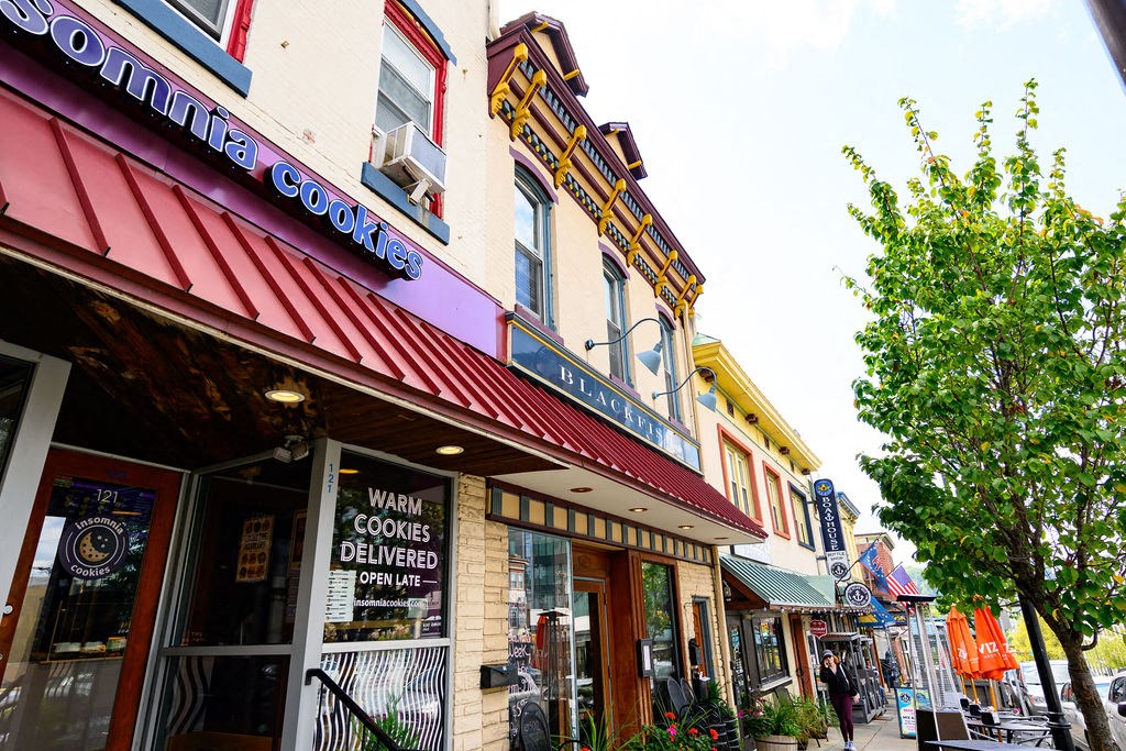 a row of shops on a city street at Madison West Elm, Conshohocken, 19428