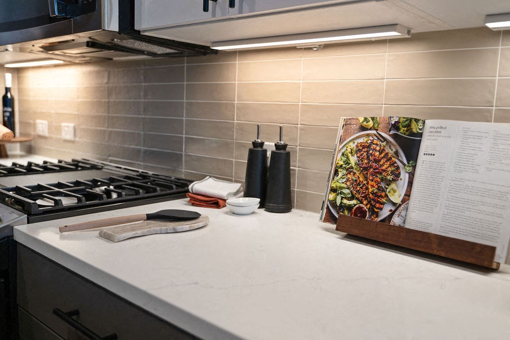 a cookbook sitting on a counter in a kitchen at Madison West Elm, Pennsylvania